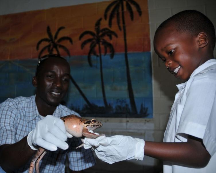 MC and children Protecting mountain chickens for the future