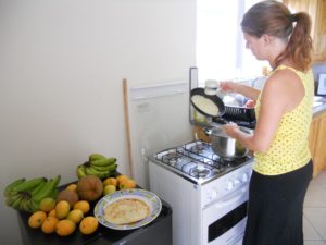 Making banana pancakes