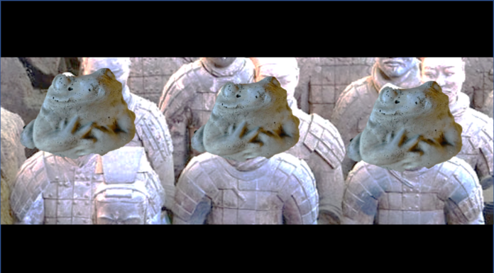 Terracotta (or Concrete) Frog Warriors